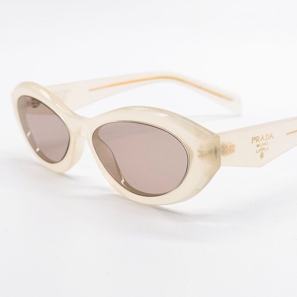 NEW PRADA SUNGLASSES, PRADA SPR 26Z 12V4I2 WOMEN OPAL MILK/BROWN OVAL PR26ZS - Picture 7 of 10